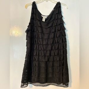 Max Studio Black Tiered Ruffle Sleeveless Mini Dress